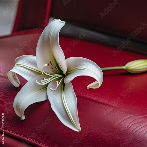 flower - dars red leather with lily