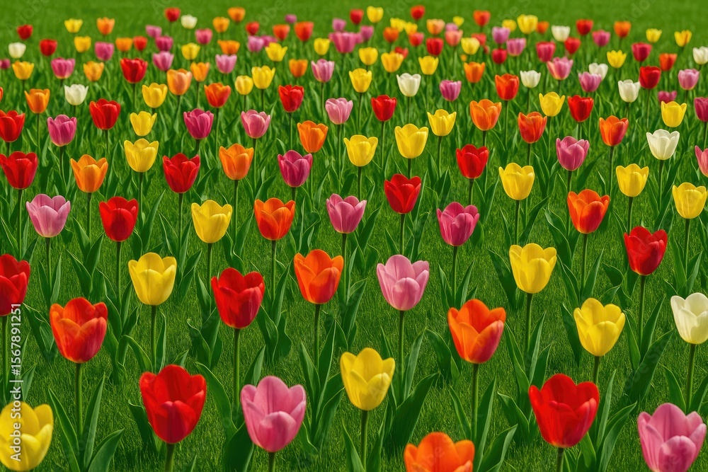 Fototapeta premium Vibrant array of tulip flowers