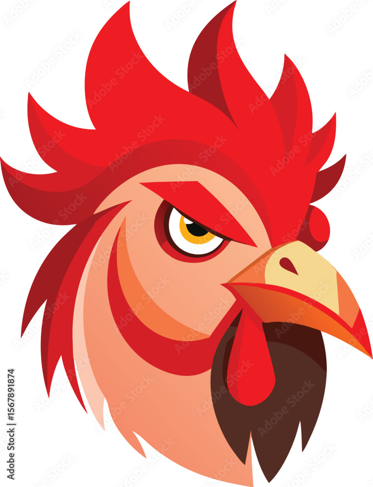 Angry Rooster Vector Head Illustration Angry Rooster Vector Head Illustration
