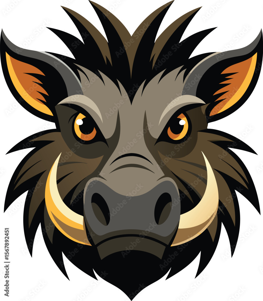 Fototapeta premium Angry Buffalo Vector Head
