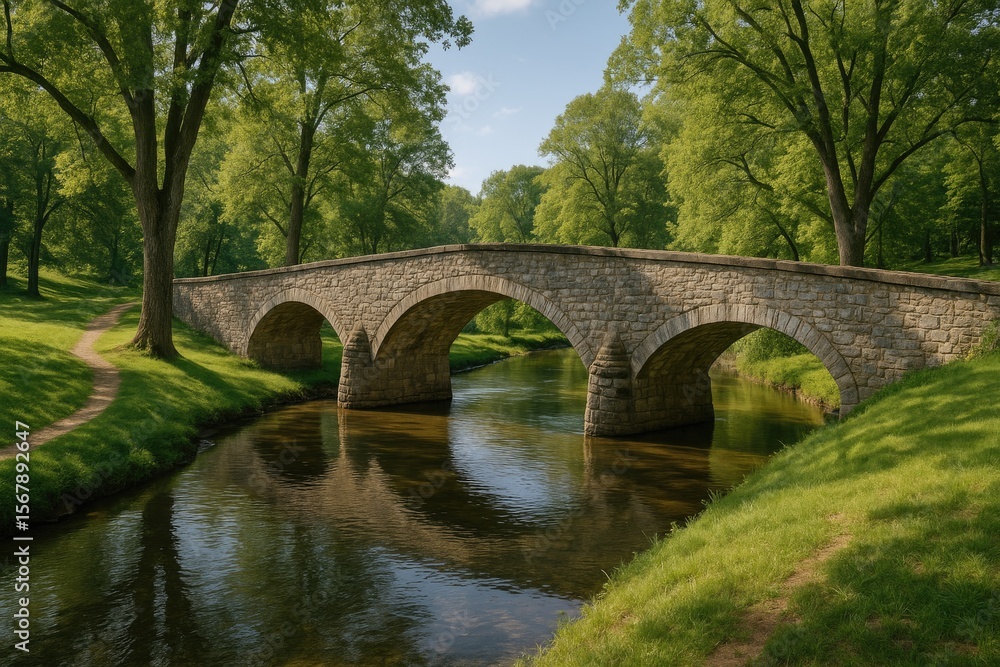 Fototapeta premium Conflict-era Bridge Reconstruction