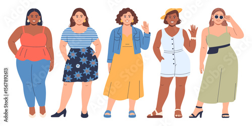 Embracing Individuality: A diverse collection of women showcase personal style, body positivity, and confidence, embodying the spirit of self-acceptance and empowerment.