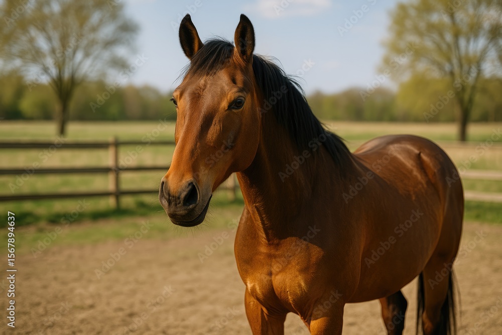 Fototapeta premium Stunning equine relaxing in its enclosure