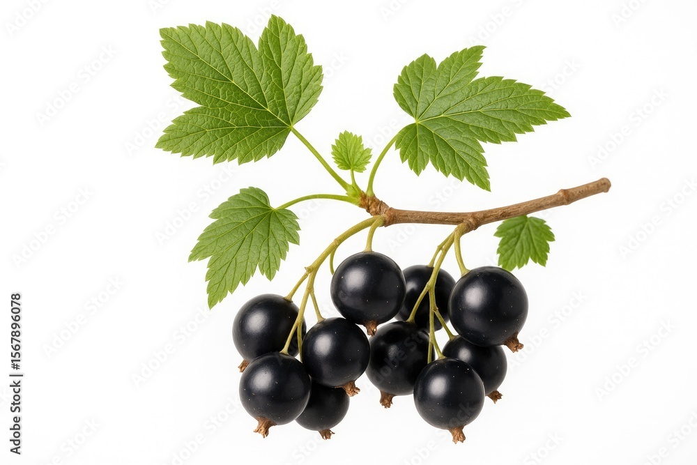 Black currant branch isolated on a white background Black currant branch isolated on a white background