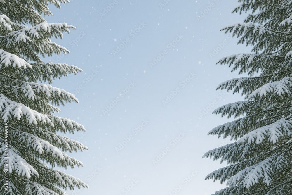 Fototapeta premium Tree branches covered in snow during winter