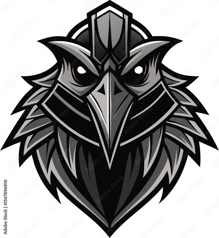 Fototapeta premium Black Metallic Raven Esports Logo