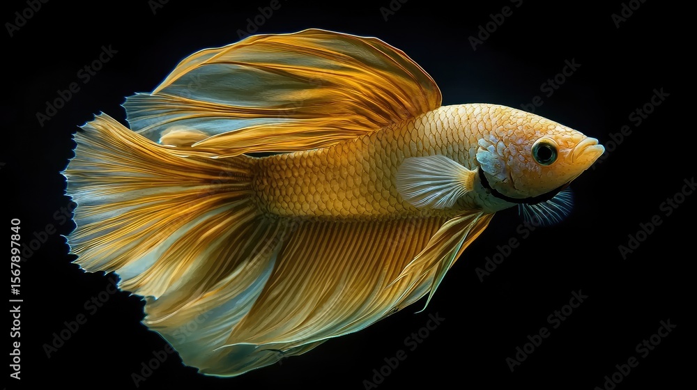 Fototapeta premium Dramatic shot of a Siamese fighting fish facing off against its reflection in crystal-clear water