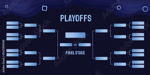 Vector tournament tree diagram for sports and gaming competition, tournament bracket with blue gradient color
