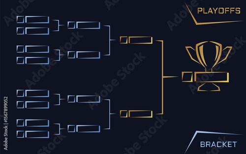 Gold and silver championship bracket on a black background, for tournament esport, and sport