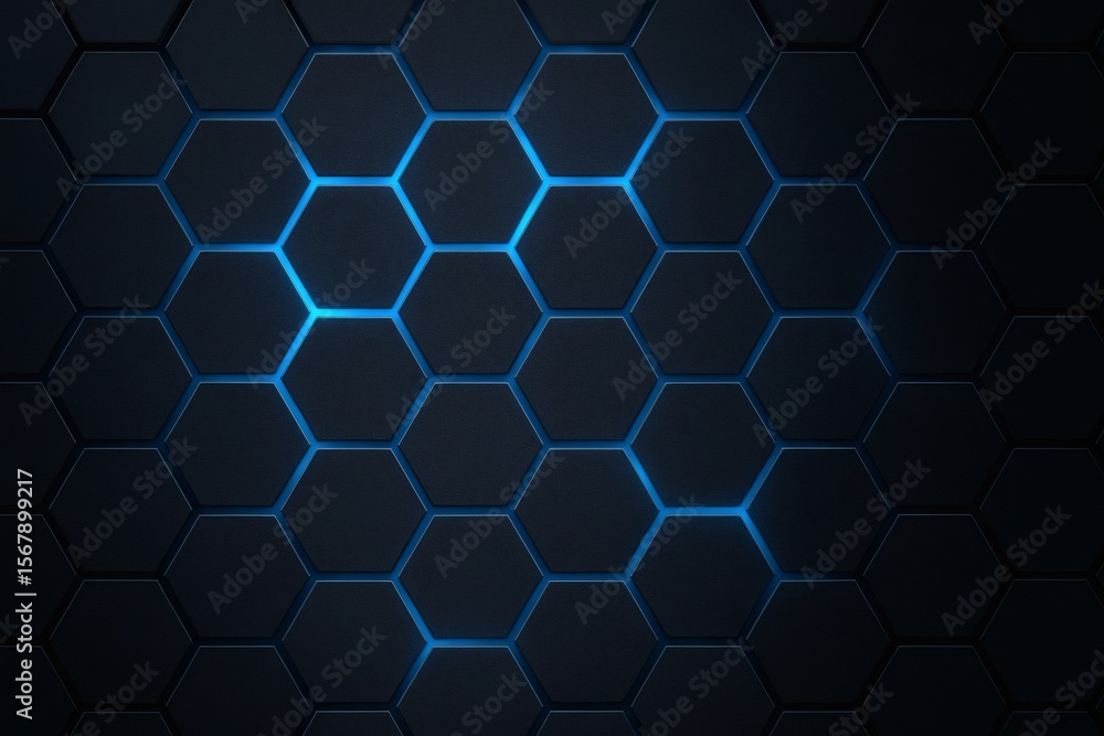 Futuristic Blue Glowing Hexagon Pattern, Dark Abstract Geometric Background, Seamless Digital Grid, Modern Tech Design Futuristic Blue Glowing Hexagon Pattern, Dark Abstract Geometric Background, Seamless Digital Grid, Modern Tech Design