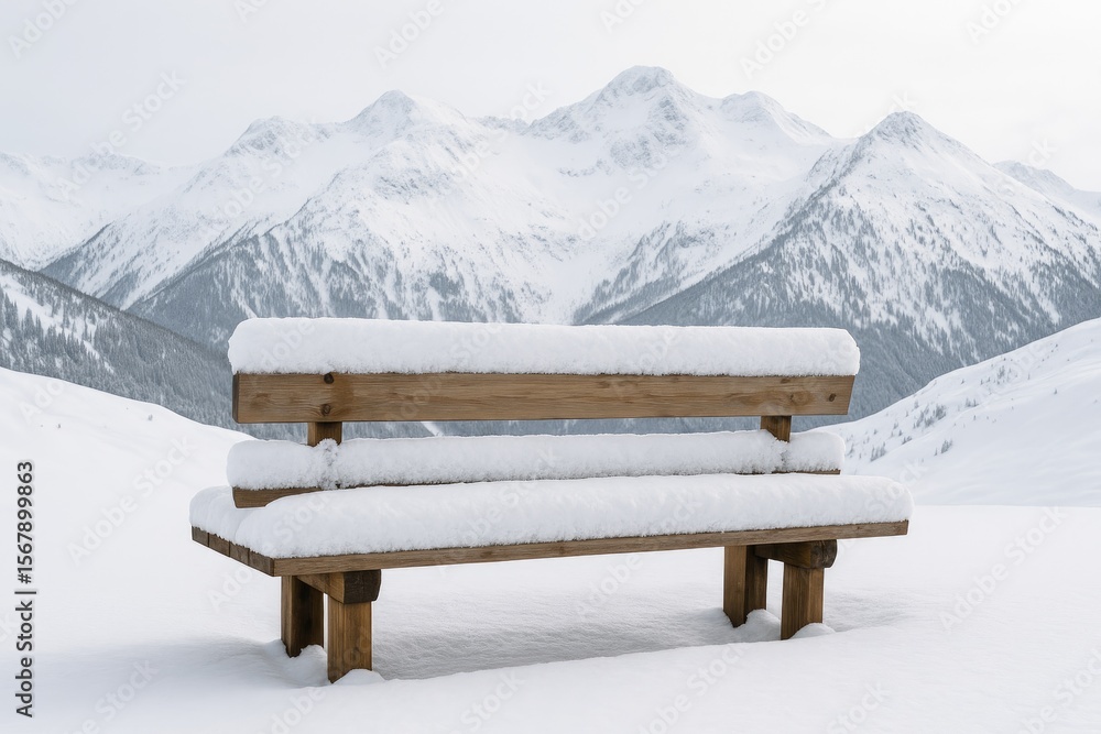 custom made wallpaper toronto digitalSnow-covered wooden bench in winter scene