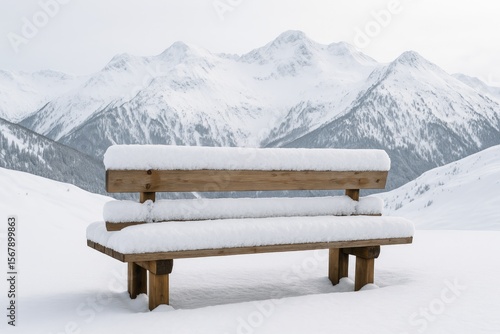 Wallpaper Mural Snow-covered wooden bench in winter scene Torontodigital.ca