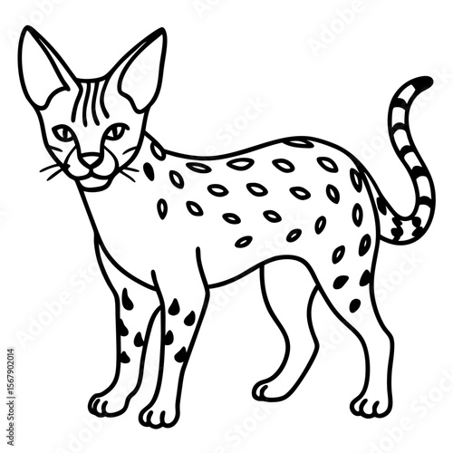 White Serval Line Art