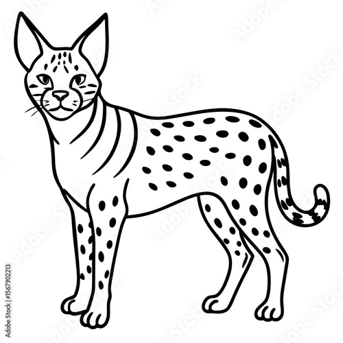 White Serval Line Art