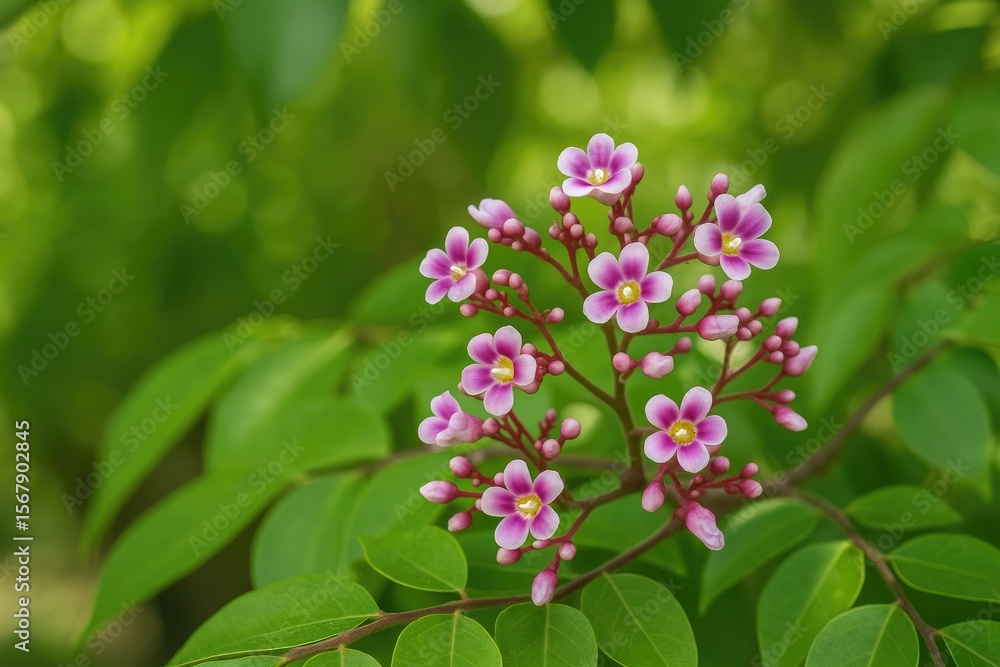 Star fruit flowers: delicate pinkish-purple blooms of Carambola Star fruit flowers: delicate pinkish-purple blooms of Carambola