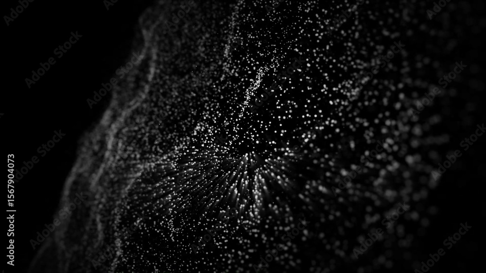 Obraz premium A Mesmerizing Display of Luminous White Particles Dancing Against a Deep Black Backdrop Creating an Ethereal and Dreamlike Visual Experience that Captivates the Viewer