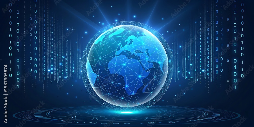 Obraz premium Global network data digital world technology connection