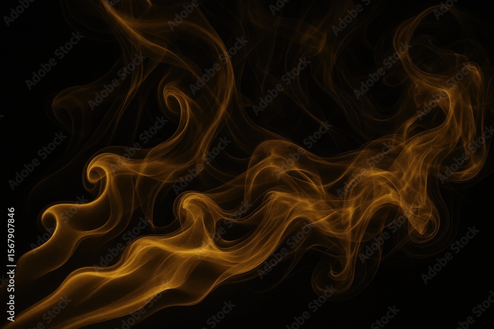 Fototapeta premium Golden vapors against a dark backdrop