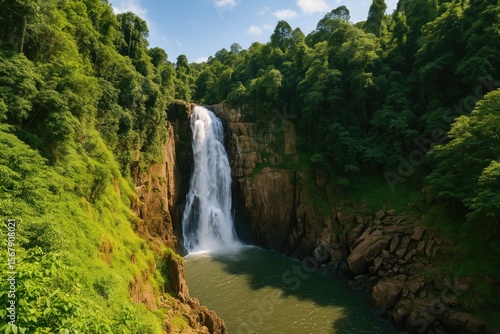 Majestic Waterfall in a Popular Mountain Sanctuary