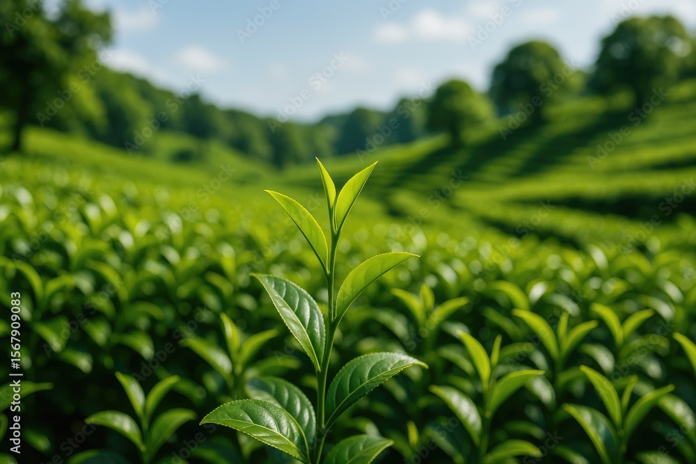 Lush Green Tea Fields with Emphasis on Leaf Quality Lush Green Tea Fields with Emphasis on Leaf Quality