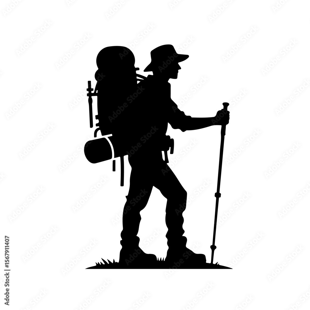 Obraz premium hiker Silhouette , hiker vector