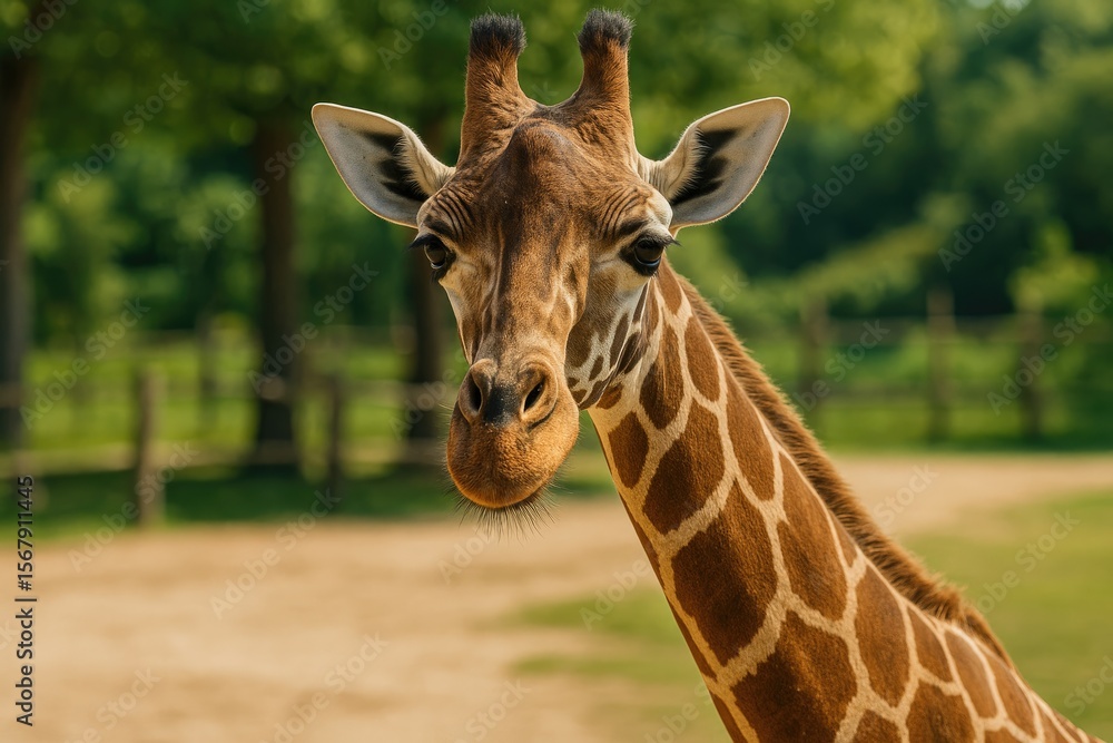Obraz premium Zoo giraffe encounter