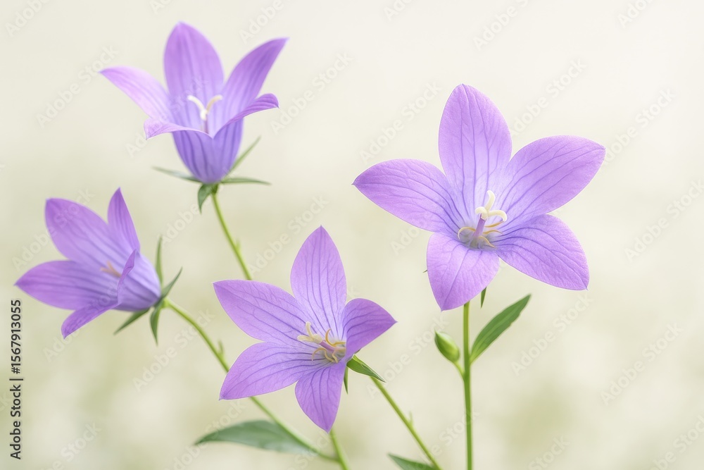 Detailed close-up of field bell flowers with ample space for text Detailed close-up of field bell flowers with ample space for text