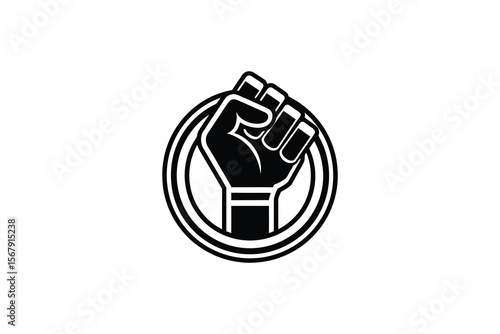 Black Power Fist Symbol in a Circle for Protest and Resistance