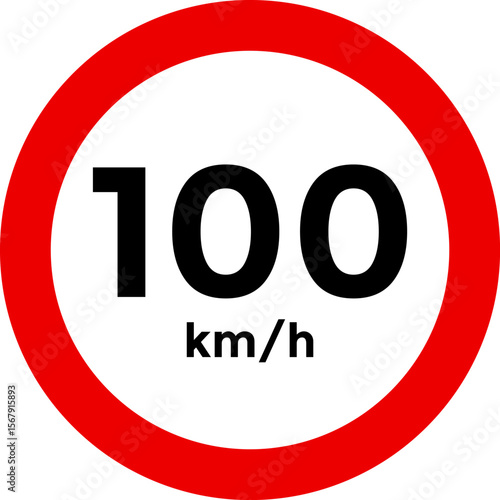 Speed limit sign 100 km h icon. depicting speed limits ranging. Circular road signs. traffic sign.  the way forward symbol. Road signs with speed limit warnings