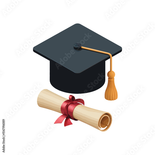graduation cap and diploma