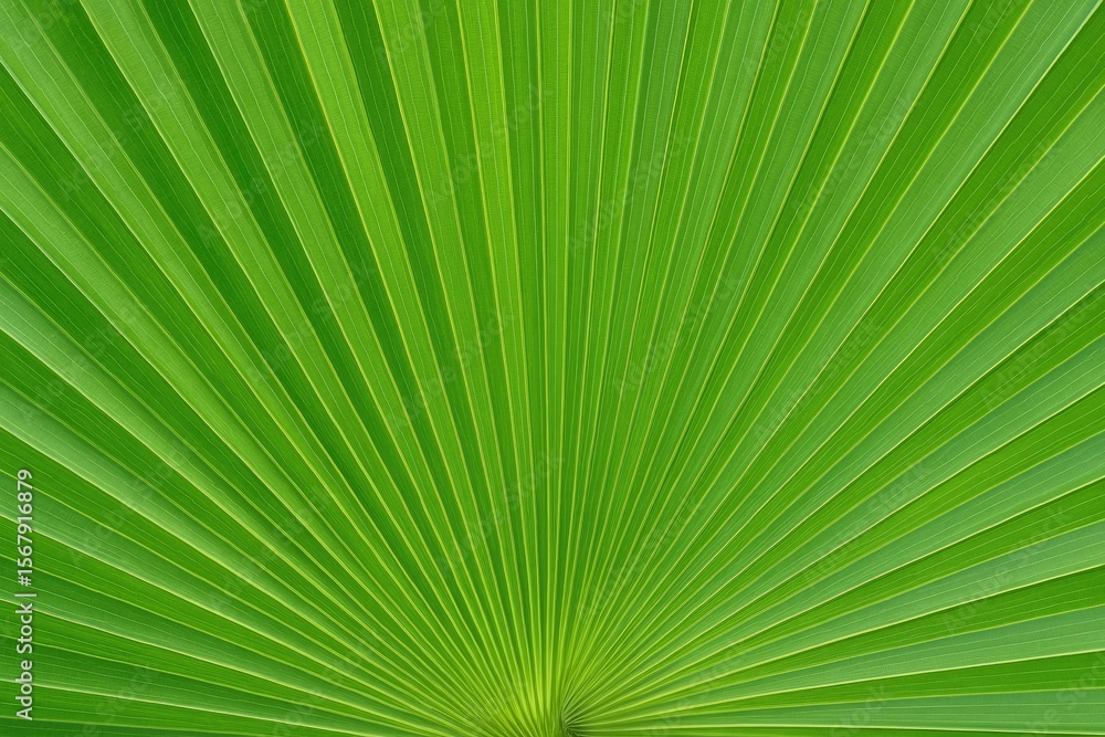 Obraz premium Close-up of a vibrant green palm leaf background