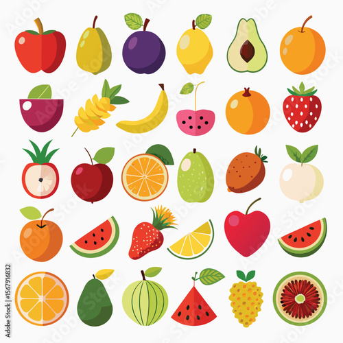 Vibrant Collection of Fresh Fruits Apples, Bananas, Oranges, and More