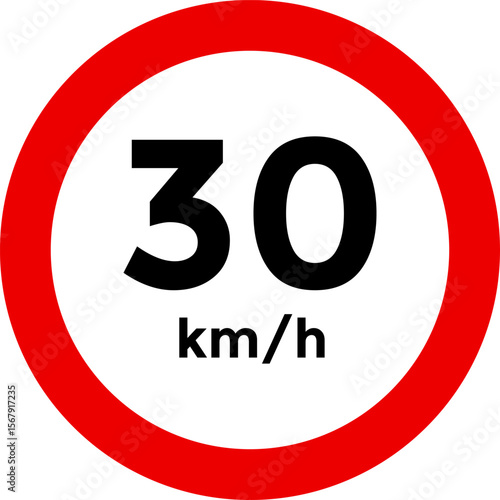Speed limit sign 30 km h icon.  the way forward symbol. depicting speed limits ranging. Circular road signs.  Road signs with speed limit warnings. traffic sign