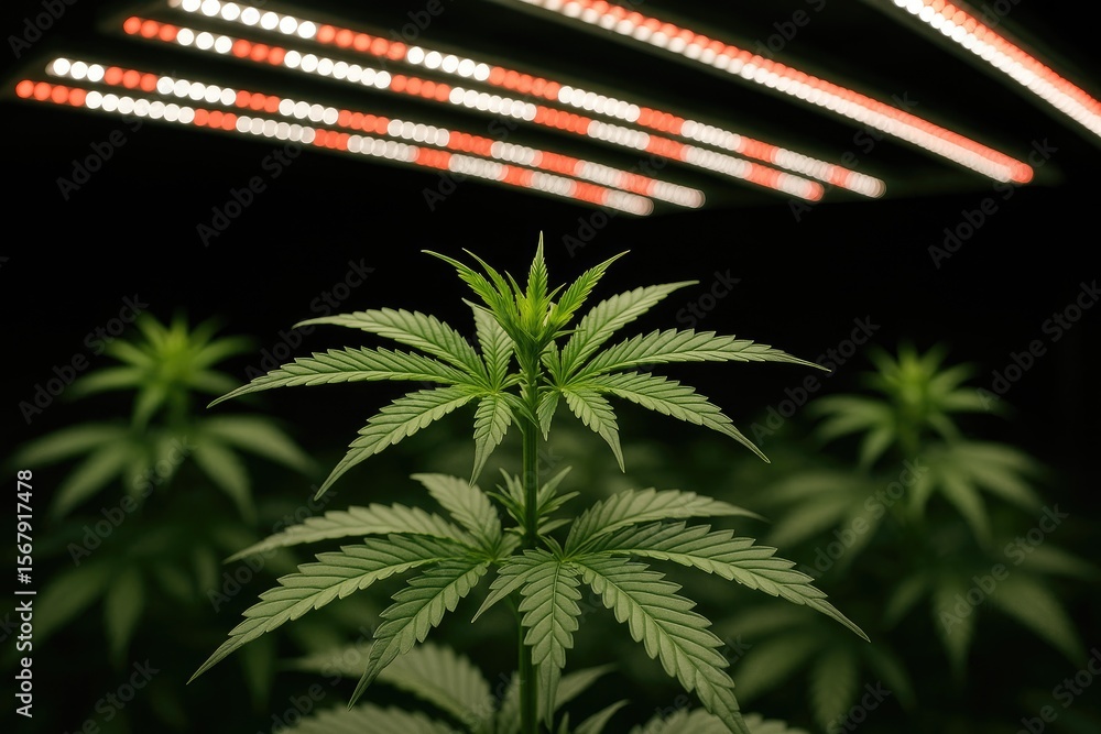 Fototapeta premium Cultivating medical cannabis with LED illumination