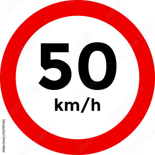 Speed limit sign 50 km h icon.  the way forward symbol. depicting speed limits ranging. Circular road signs.  Road signs with speed limit warnings. traffic sign