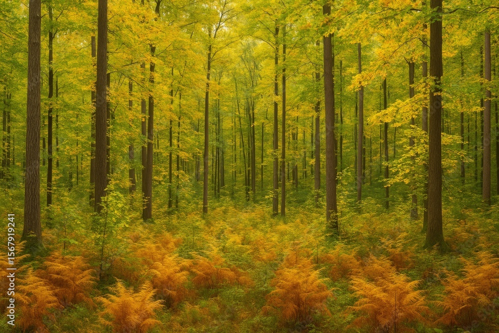 Fototapeta premium Early Autumn Forest Scene
