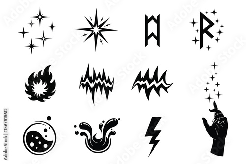 vector set of fire flames