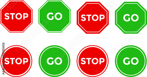 Stop and go sign. Semaphore sign business concept. traffic control and safety.  Road safety sign board symbols
