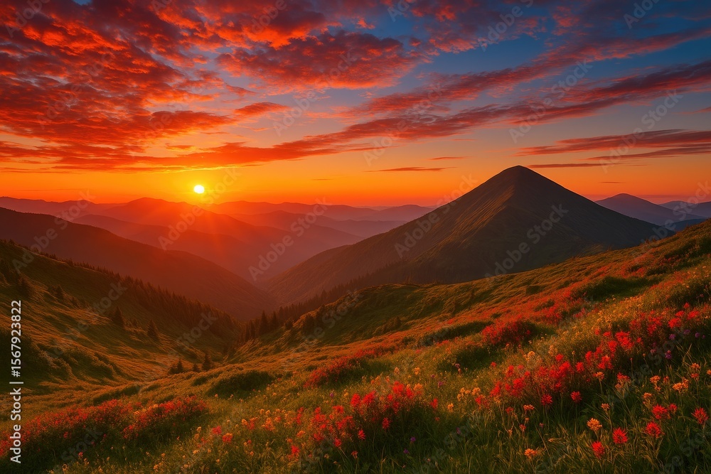 Fototapeta premium Stunning mountain scenery during a beautiful evening