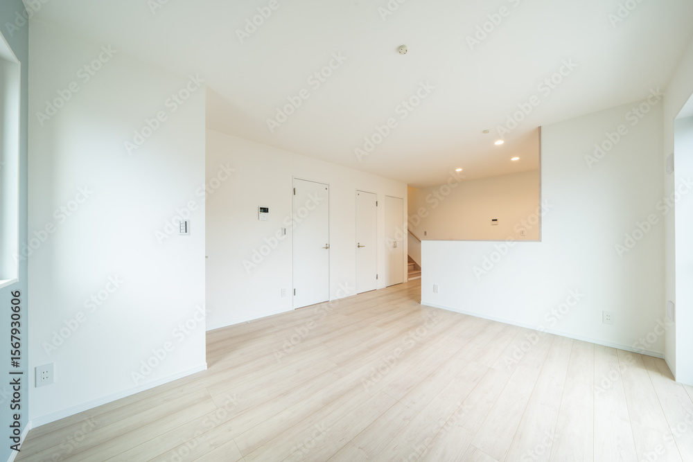 Obraz premium 新築戸建て｜竣工写真｜LDK｜洋室｜浴室｜キッチン｜洗面｜ウォークインクローゼット｜WIC｜玄関｜クロス｜おしゃれ