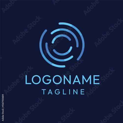 technology circle dynamic round logo vector