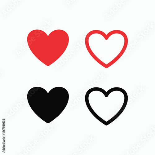 Red heart set vector