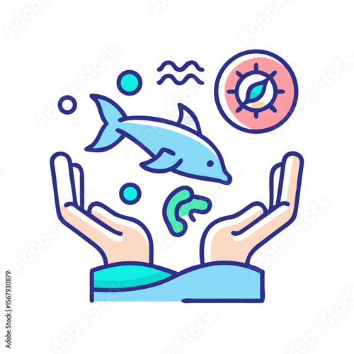 Hands holding marine life symbolizing sustainable fishing and aquaculture practices 
