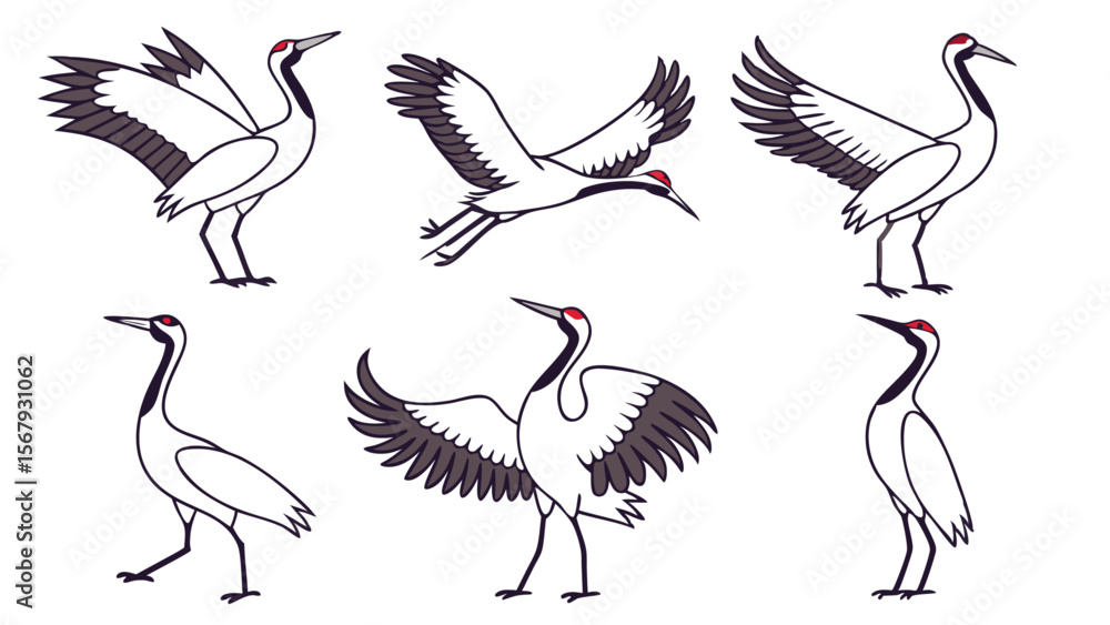 Naklejka premium grus--the-crane--icon-set (1)
