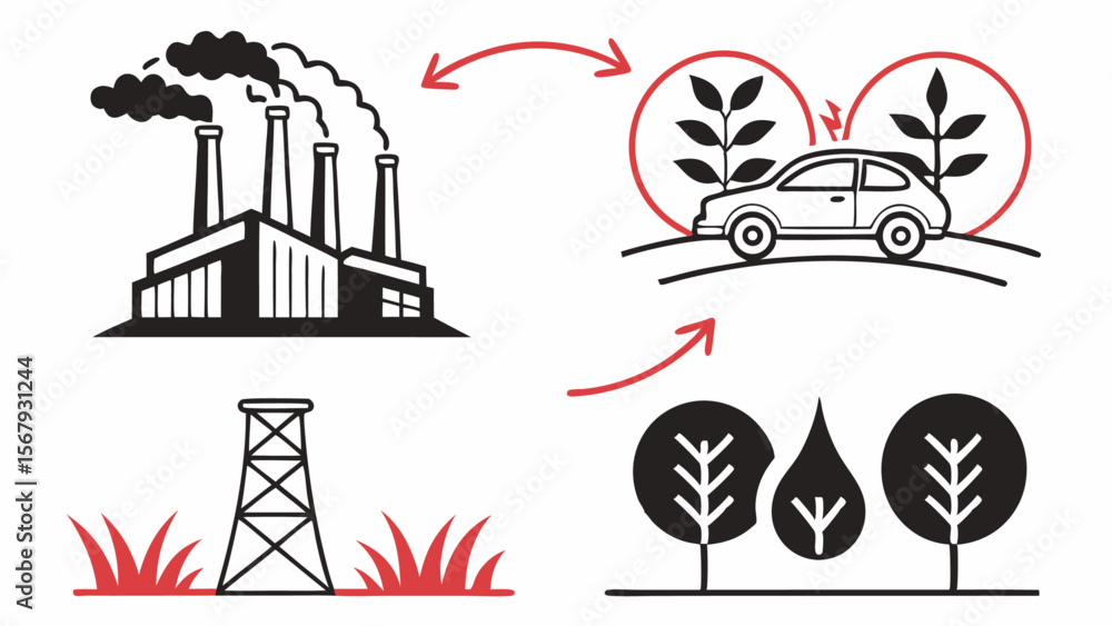 Fototapeta premium global-warming-causes-icon-set (3)
