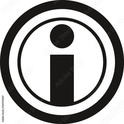 Simple Info Circle Icon Black and White