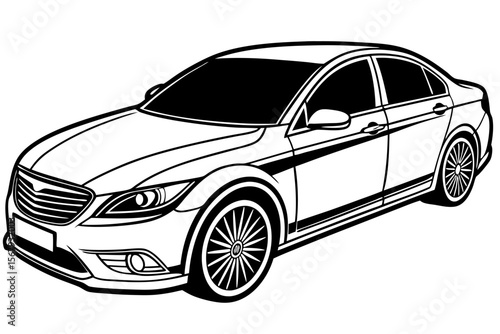 Luxury black sports car isolated on white, a sleek and fast vehicle illustration with a shiny design