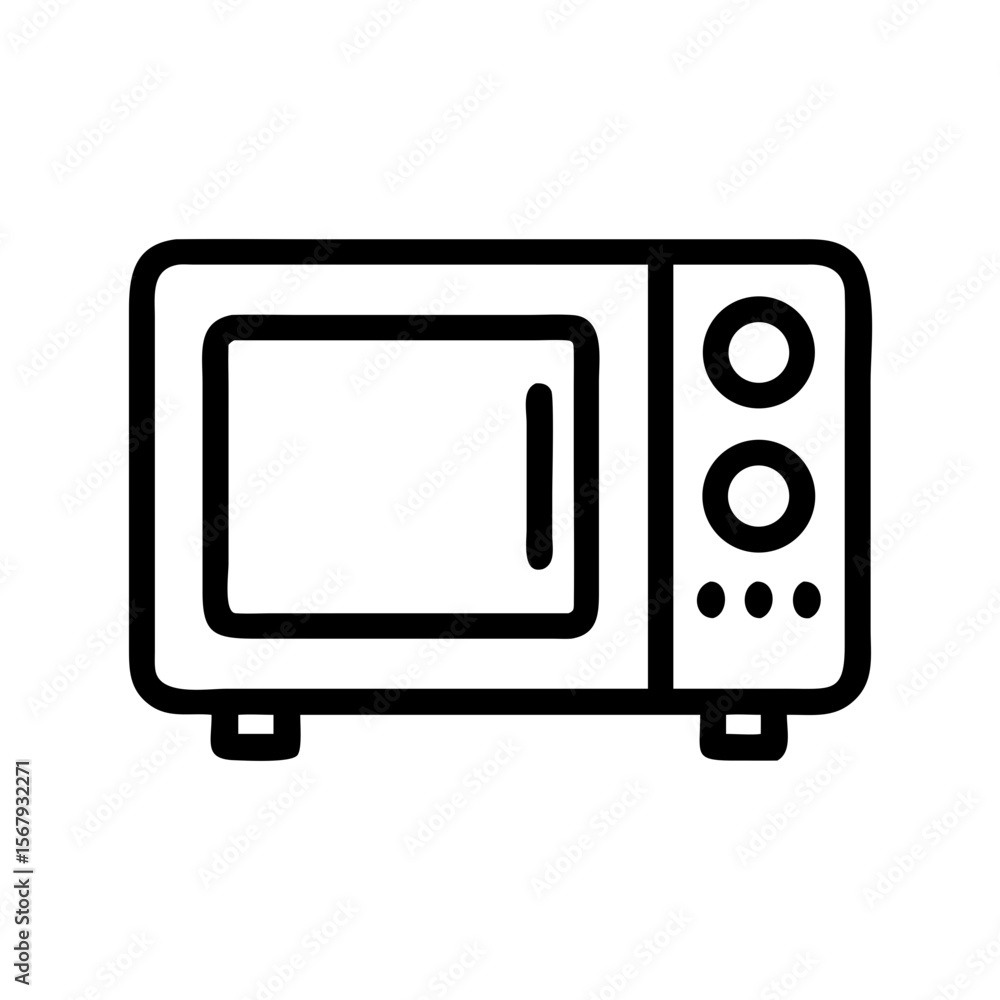 Simple outline icon of a microwave, representing cooking and kitchen appliances Simple outline icon of a microwave, representing cooking and kitchen appliances