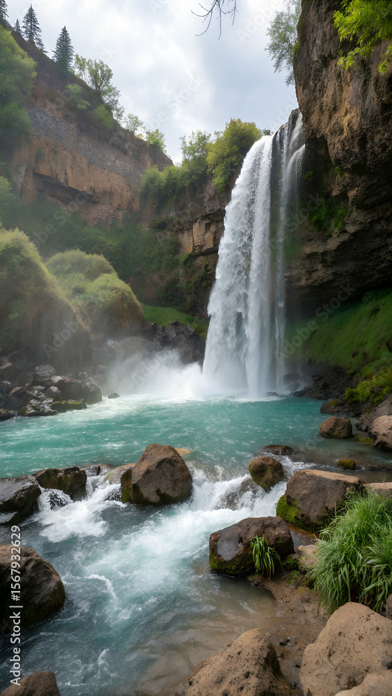 Fototapeta premium Majestic Waterfall Portrait