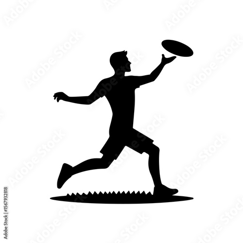 man playing Frisbee silhouette, man playing Frisbee vector